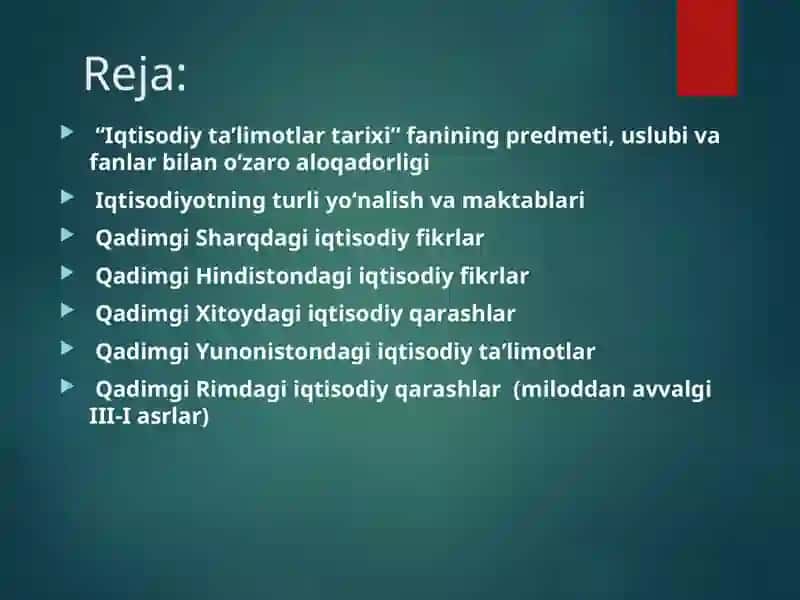Fanga kirish. Qadimgi dunyo iqtisodiy g’oyalari 2