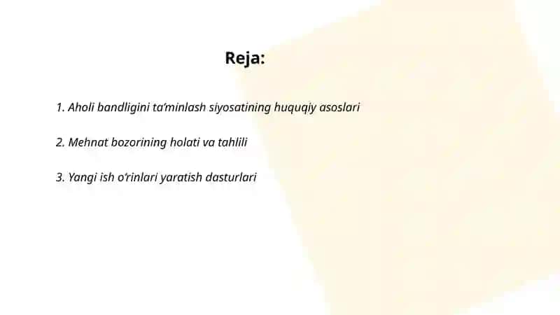 Aholi bandligini ta’minlash siyosati 2