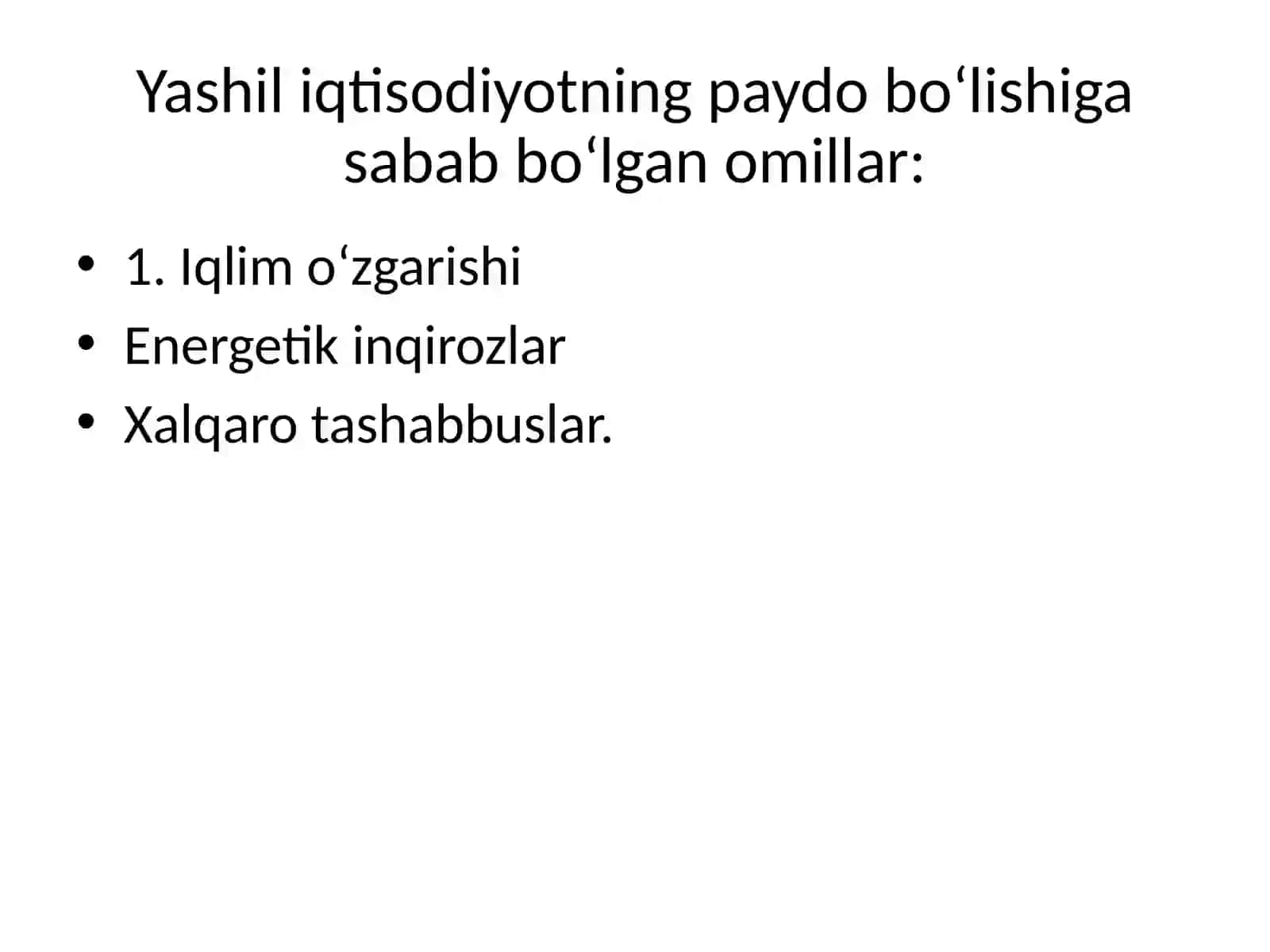 Yashil iqtisodiyotning paydo bo'lishi 2