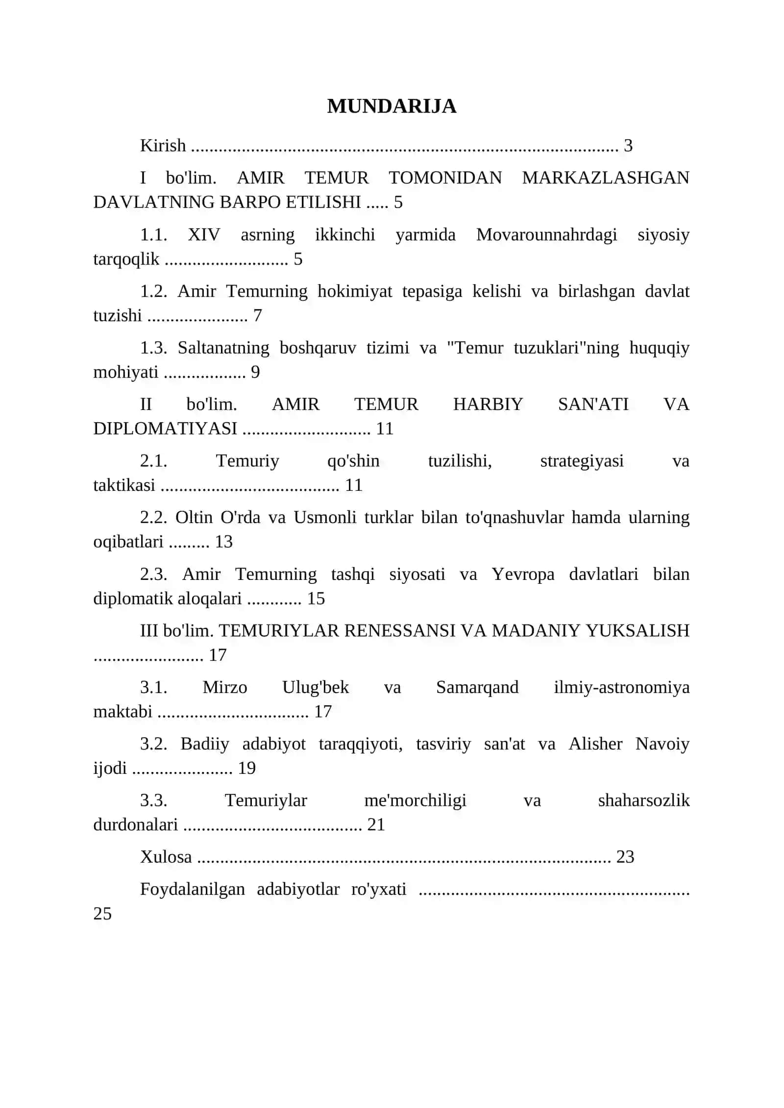 AMIR TEMUR VA TEMURIYLAR DAVRIDA DAVLATChILIK VA MADANIY TARAQQIYOT REFERAT 2