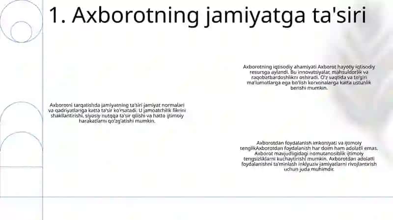 Axborotni Jamiyatda Tutgan O‘Rni Va Ahamiyati 2