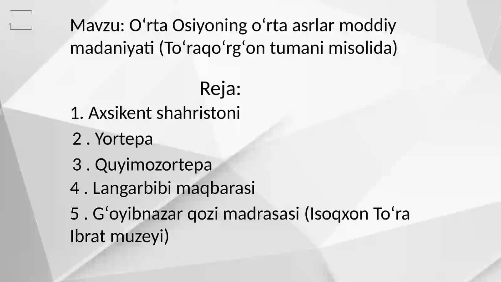 Oʻrta Osiyoning oʻrta asrlar moddiy madaniyati 2