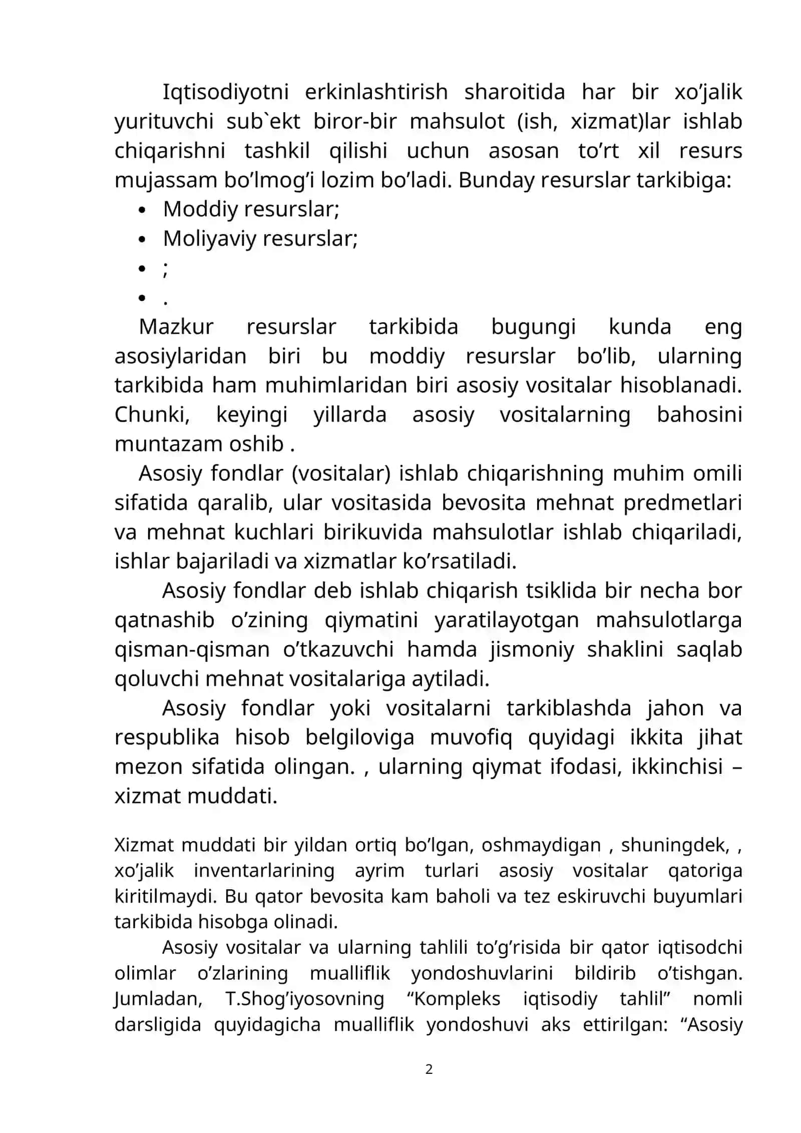 Asosiylar bilan ta`minlanganlik va ulardan foydalanish samaradorligi tahlili 2