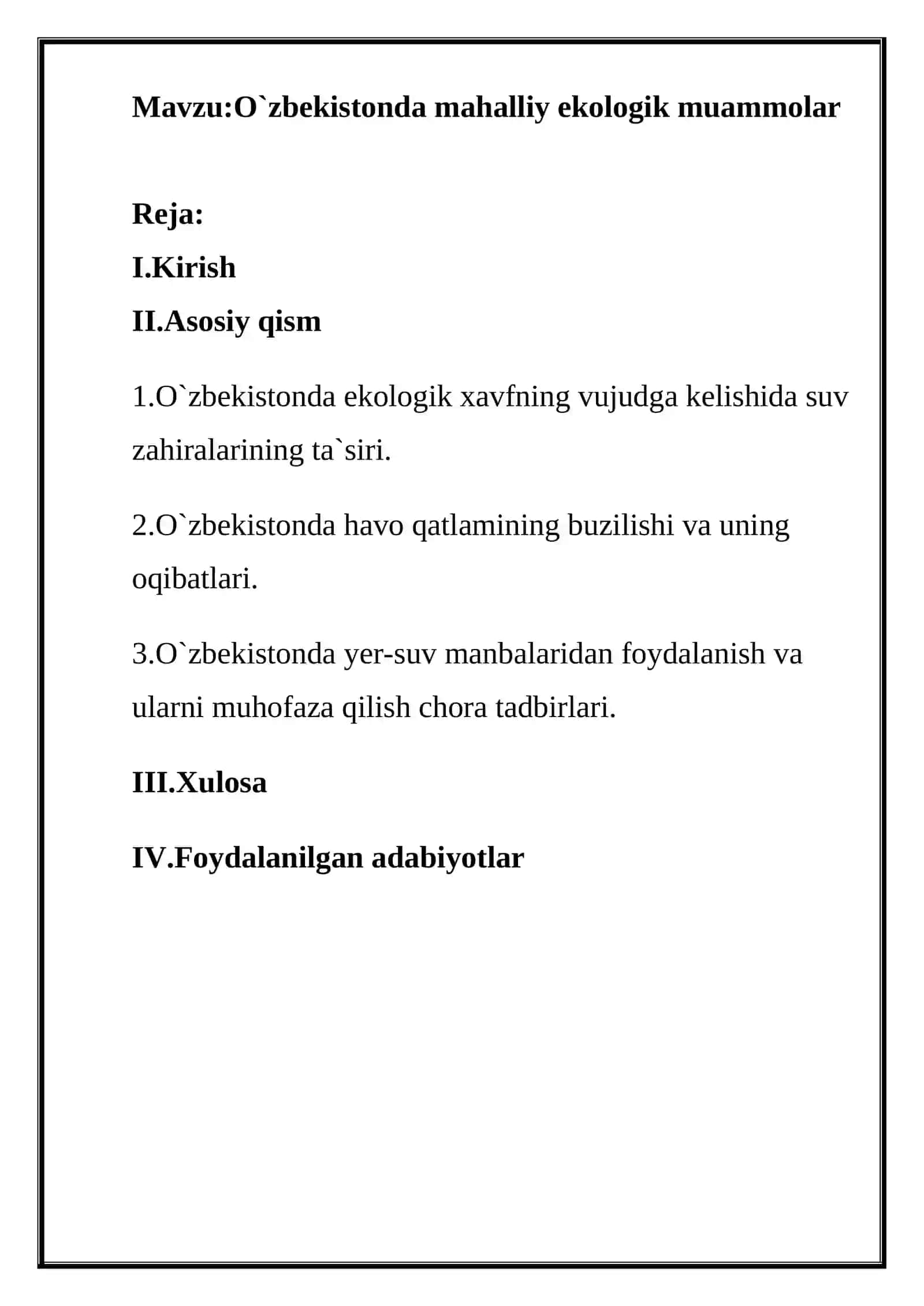 O`zbekistonda mahalliy ekologik muammolar 2