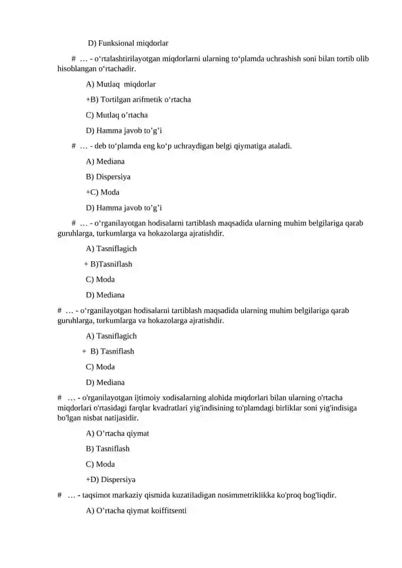 Statistika testlari 2