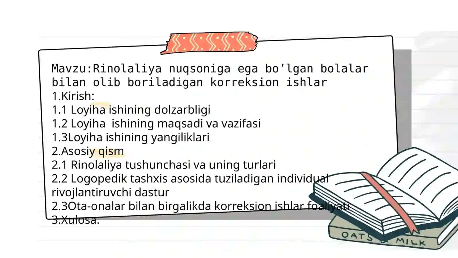 Rinolaliyanuqsoniga egabo'lgan bolalar bilan quriladigan korreksion ishlar 2