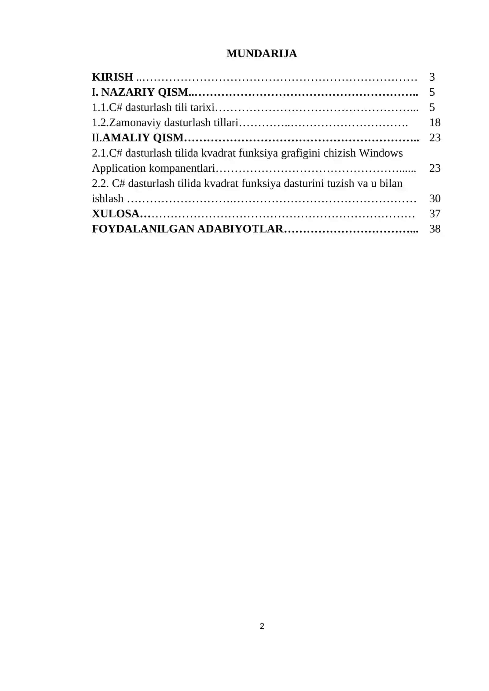 C# dasturlash tilida Kvadrat funksiyaya grafigini chizish dasturini yaratish 2