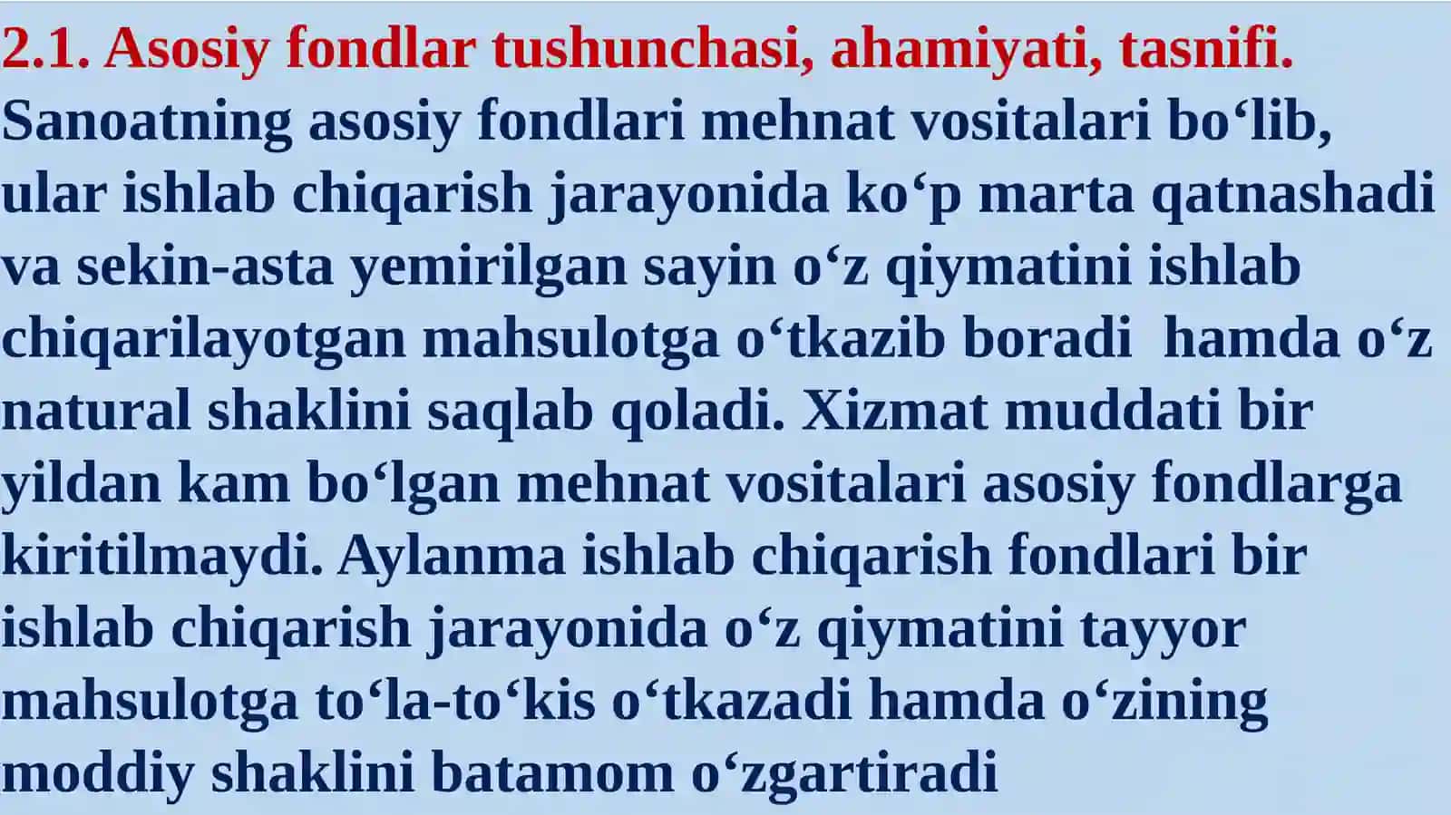 Asosiy Fondlar va Ishlab Chiqarish Jarayoni 2
