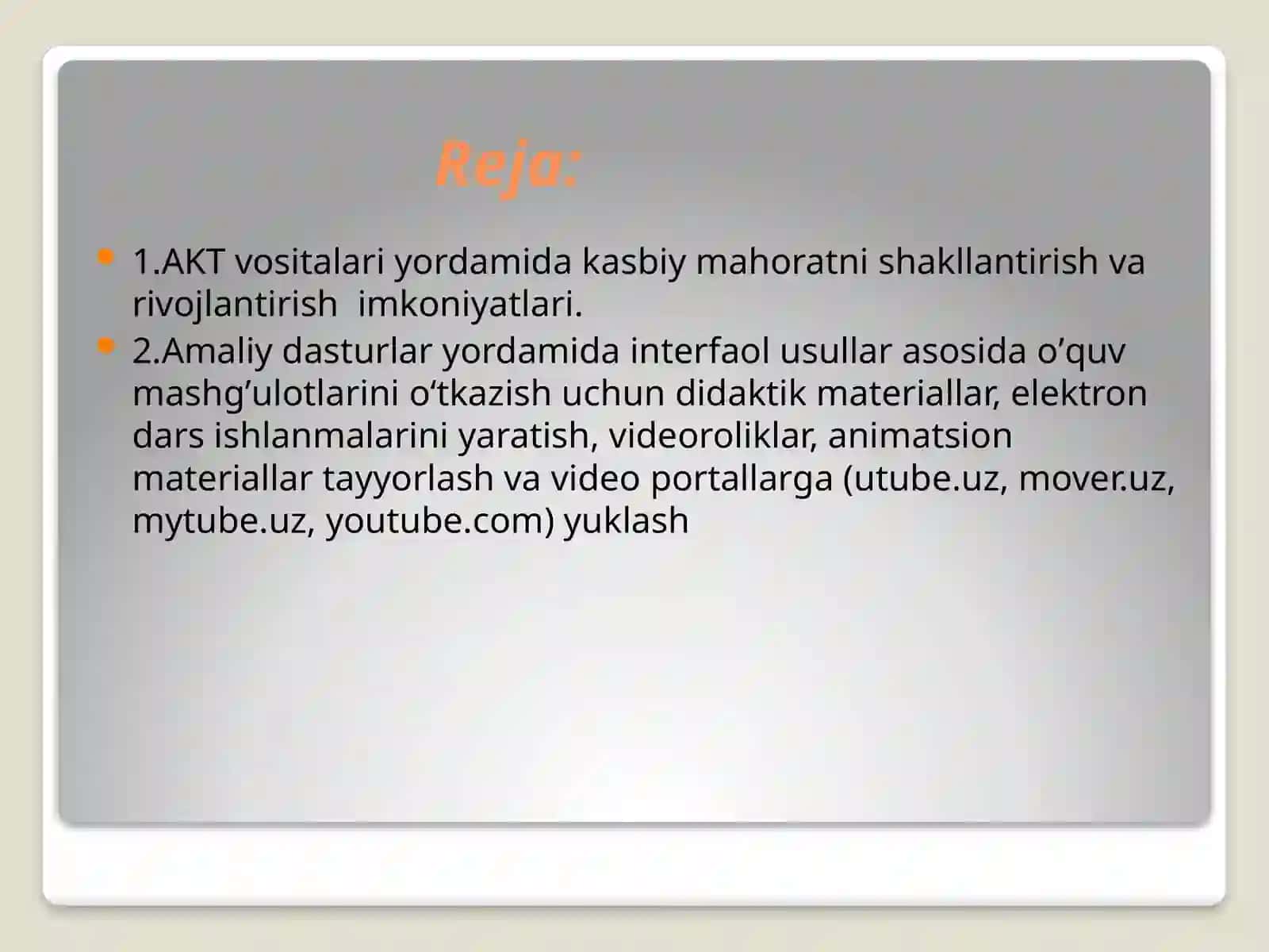 Boshlang’ich sinf o’qituvchisining AKT vositalari yordamida kasbiy mahoratni shakllantirish va rivojlantirish imkoniyatlari 2