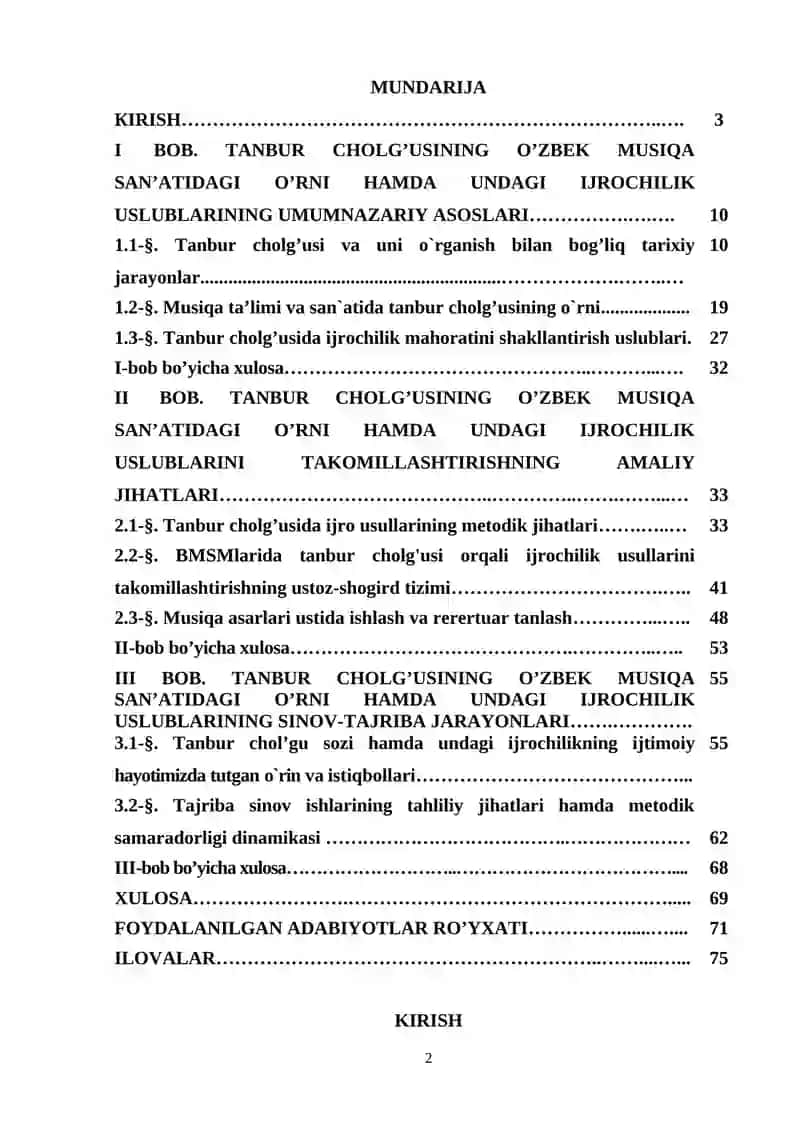 TANBUR CHOLG'USINING O'ZBEK MUSIQА SАN'АTIDАGI O'RNI VА UNDАGI IJROCHILIK USLUBLАRI 2