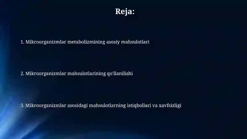 Mikroorganizmlarning hayot faoliyatida ishlab chiqaradigan mahsulotlari 2