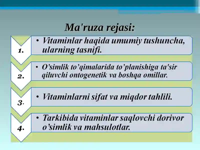 Tarkibida vitaminlar bo’lgan dorivor o’simliklar va mahsulotlar 2