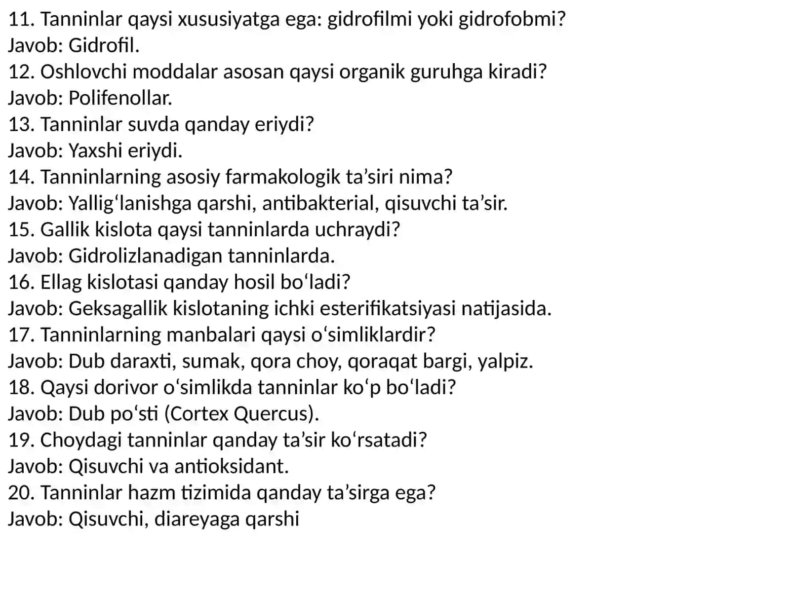oshlovchi moddalarni hakkida test 2