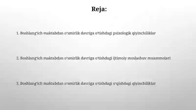 Bolalarning kichik maktab yoshidan òsmirlik jarayonidagi muammolar davriga òtish 2