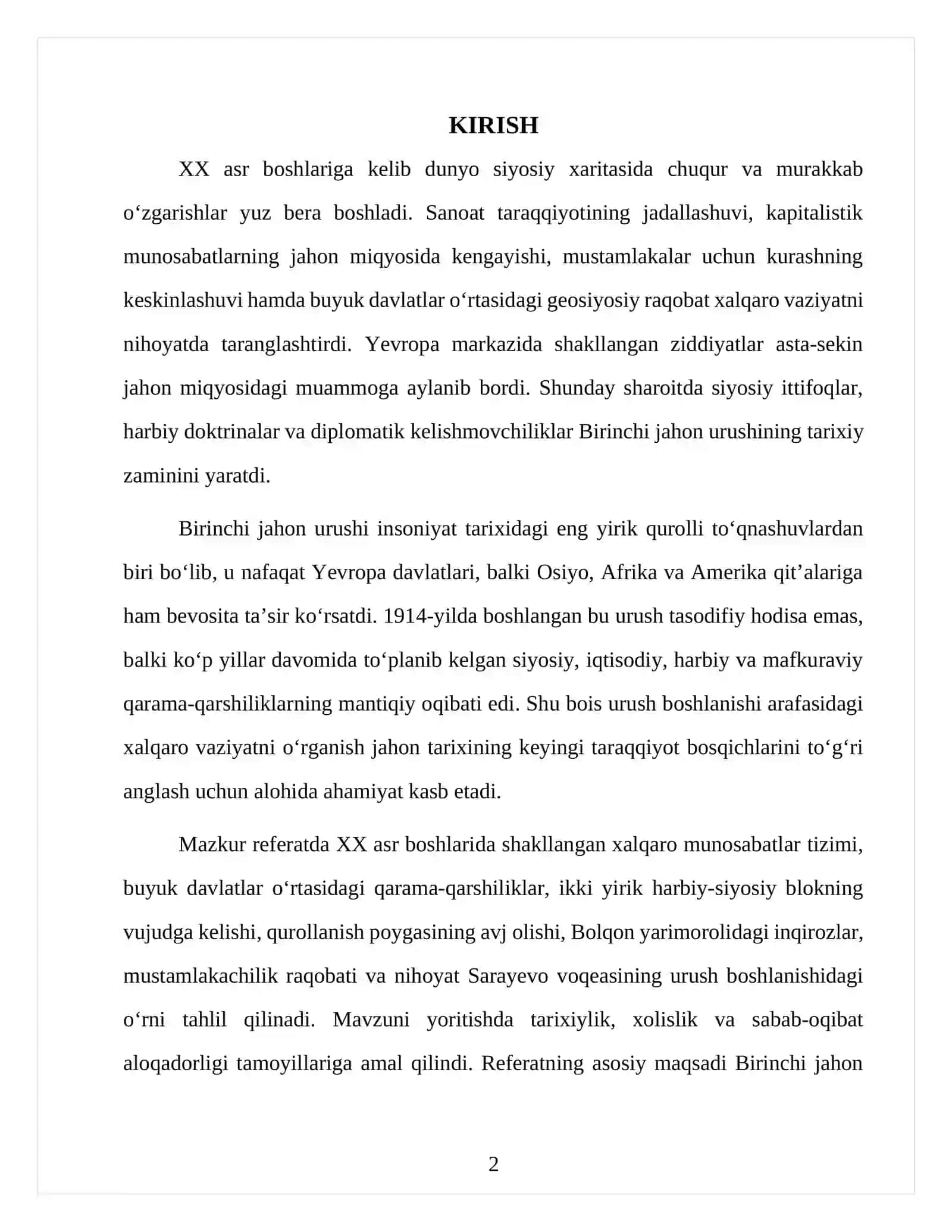 BIRINCHI JAHON URUSHI BOSHLANISHI ARAFASIDAGI XALQARO VAZIYAT 2