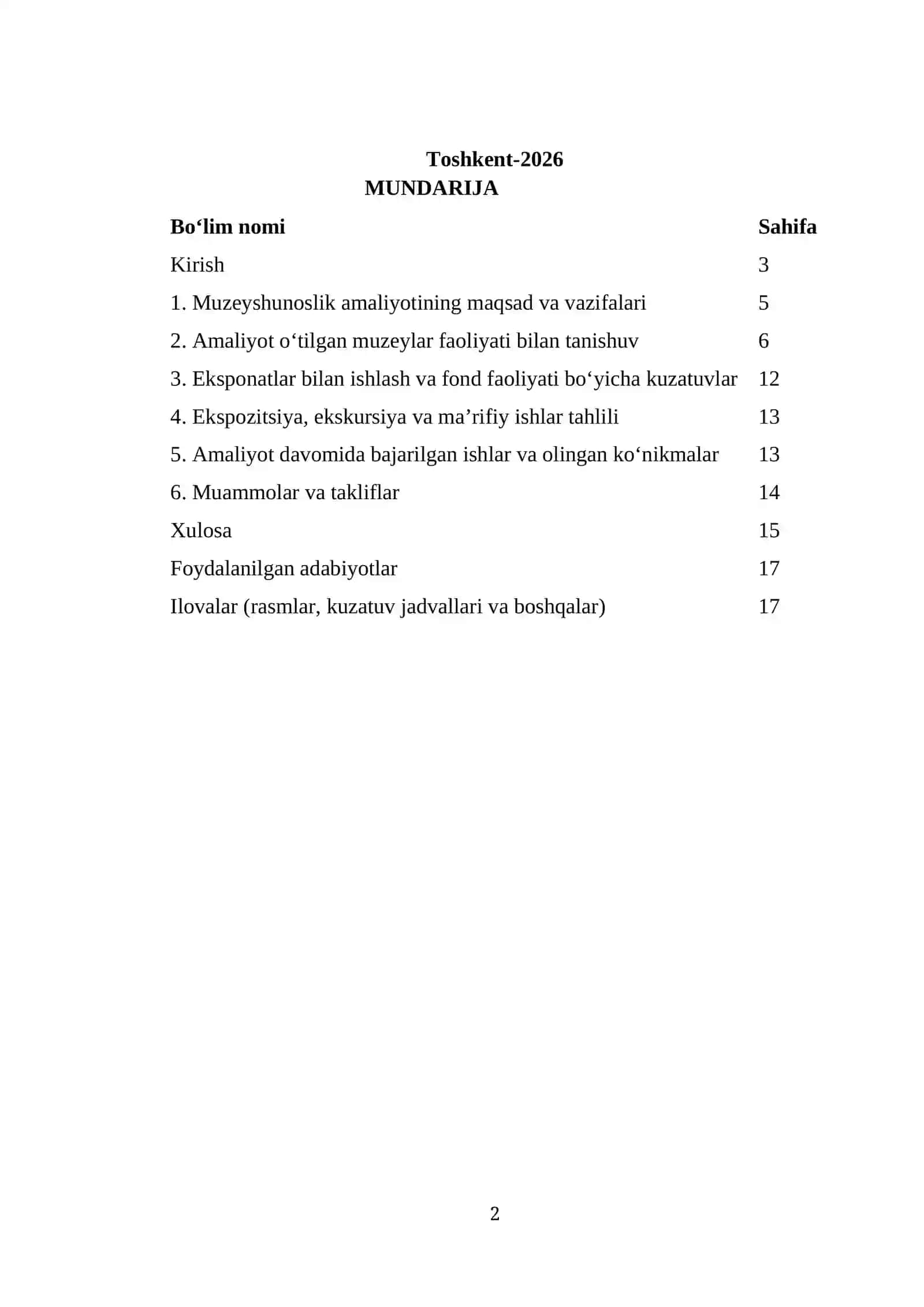 Muzeyshunoslik amaliyoti 2