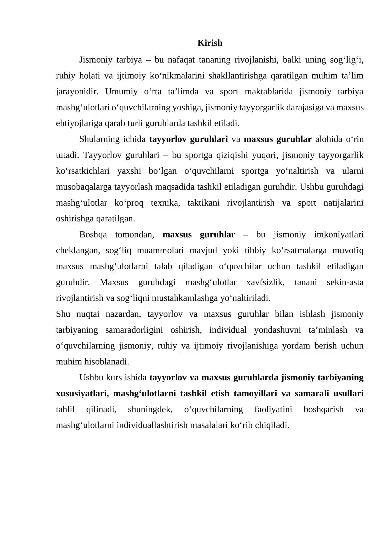 Maxsus va tayyorlov guruhlari bilan jismoniy tarbiya 2