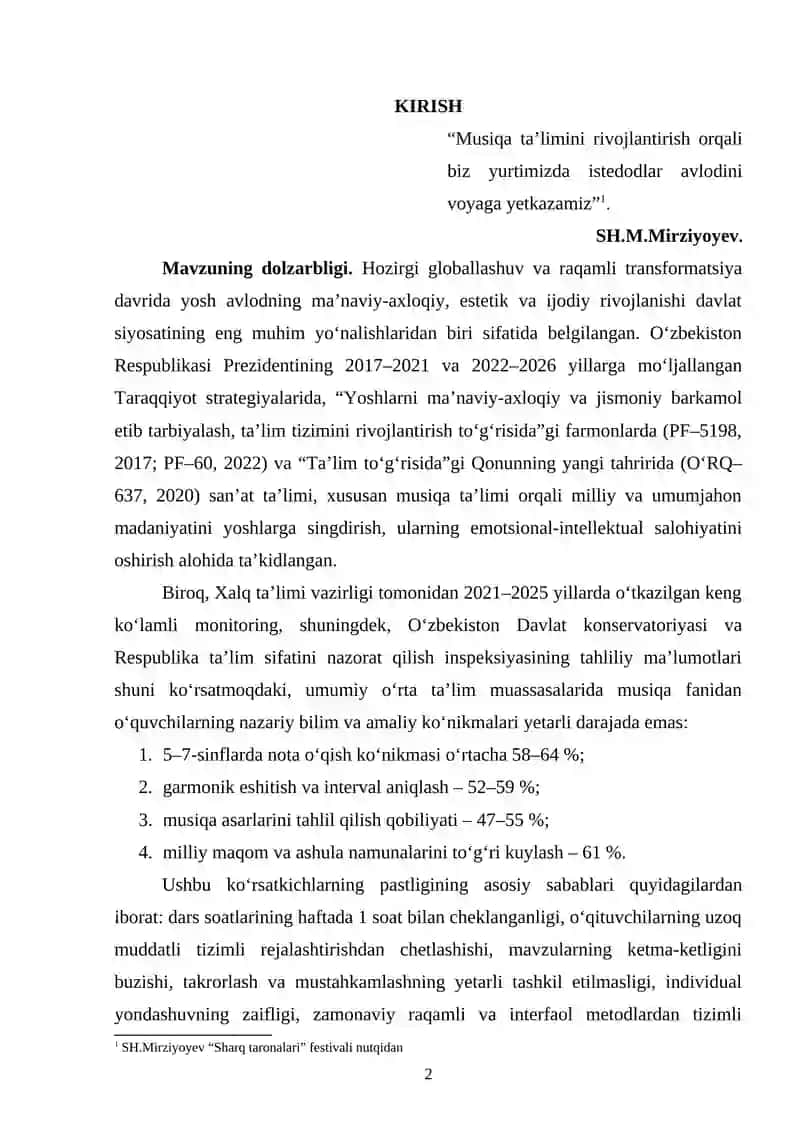MUSIQA FANI O‘QITISHDA TIZIMLILIK VA IZCHILLILIK TAMOYILI 2