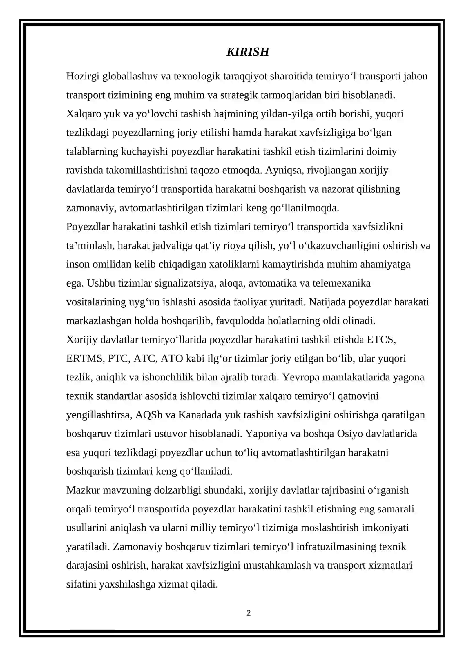 Xorijiy davlatlar temiryo‘llarida poyezdlar harakatini tashkil etishda foydalaniladigan tizimlar 2
