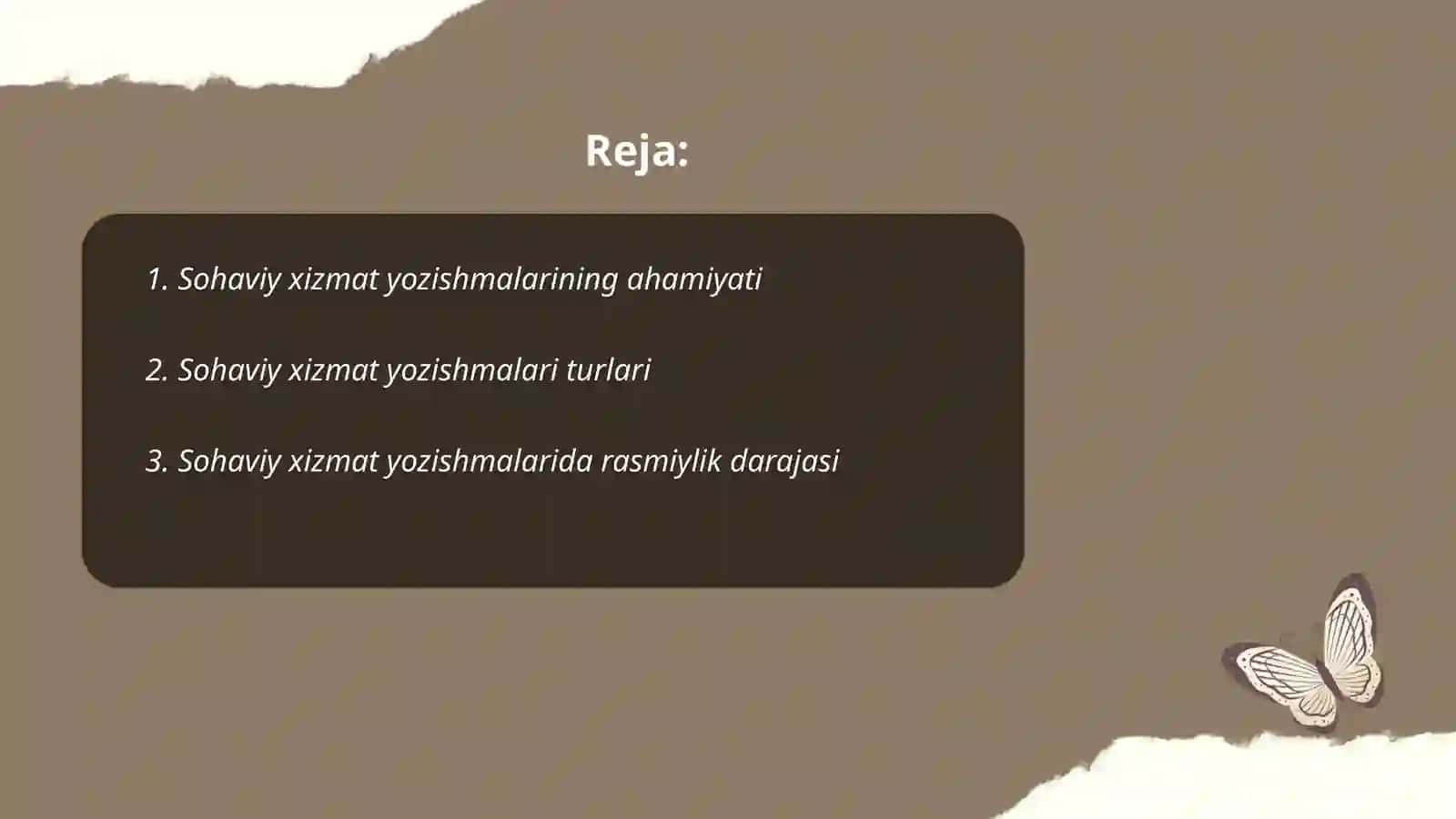 Sohaviy xizmat yozishmalari 2