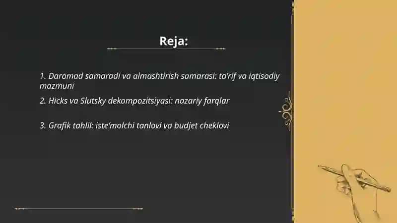 Daromad samaradi va almashtirish samarasi 2