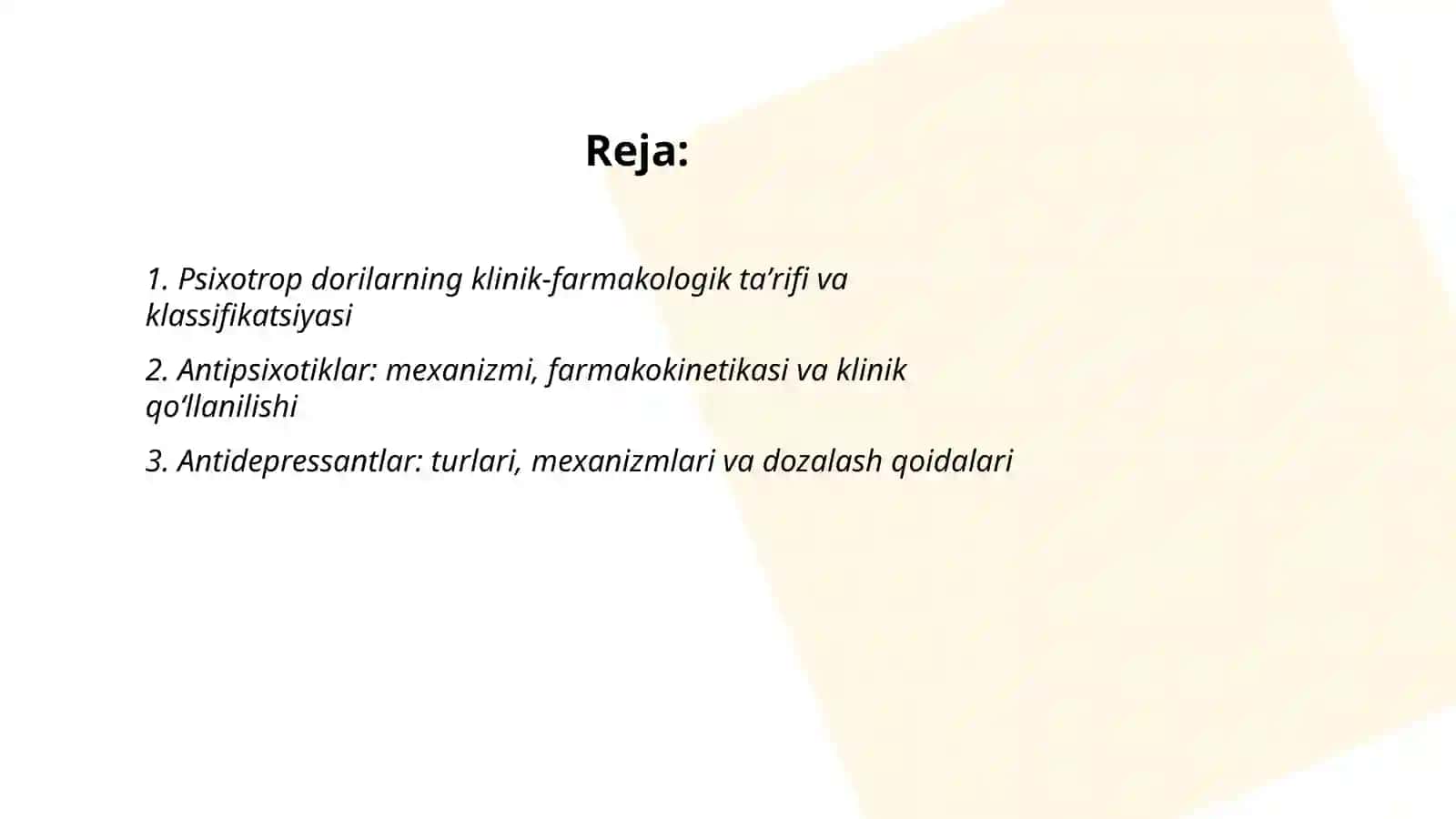 Psixotrop dori vositalarining klinik farmakologiyasi 2