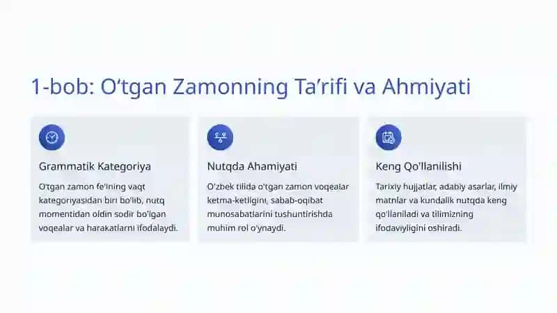 Oʻtgan Zamon: O'zbek Tili Grammatikasining Asosiy Kategoriyasi 2