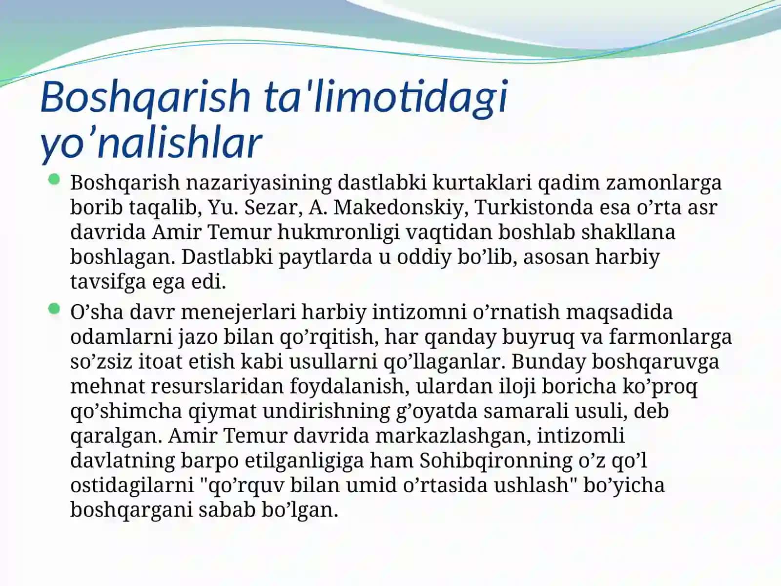 Menejment nazariyasining shakllanishi va rivojlanishi 2