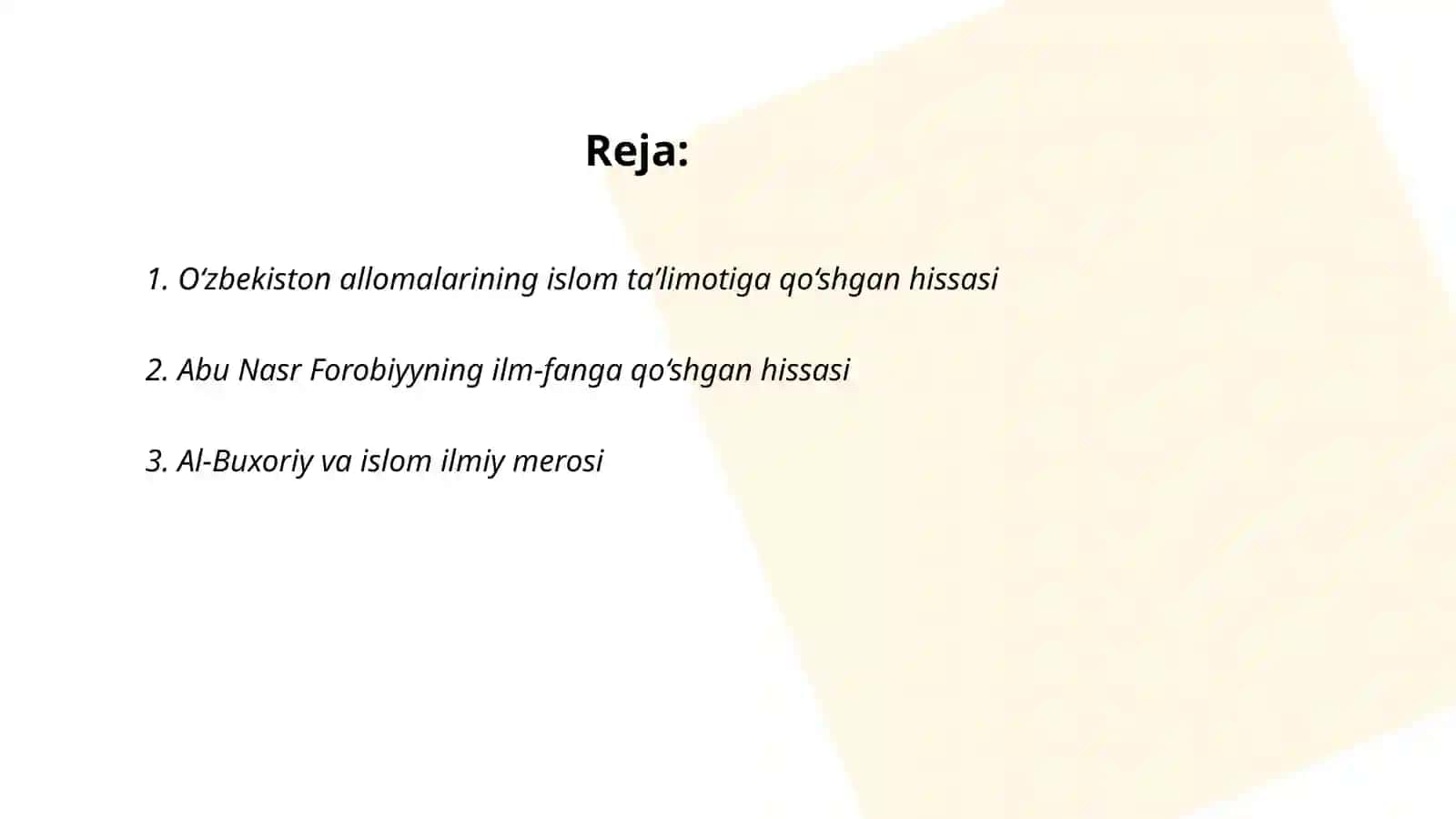 Dinshunoslik fanidan mustaqil taʼlim 2