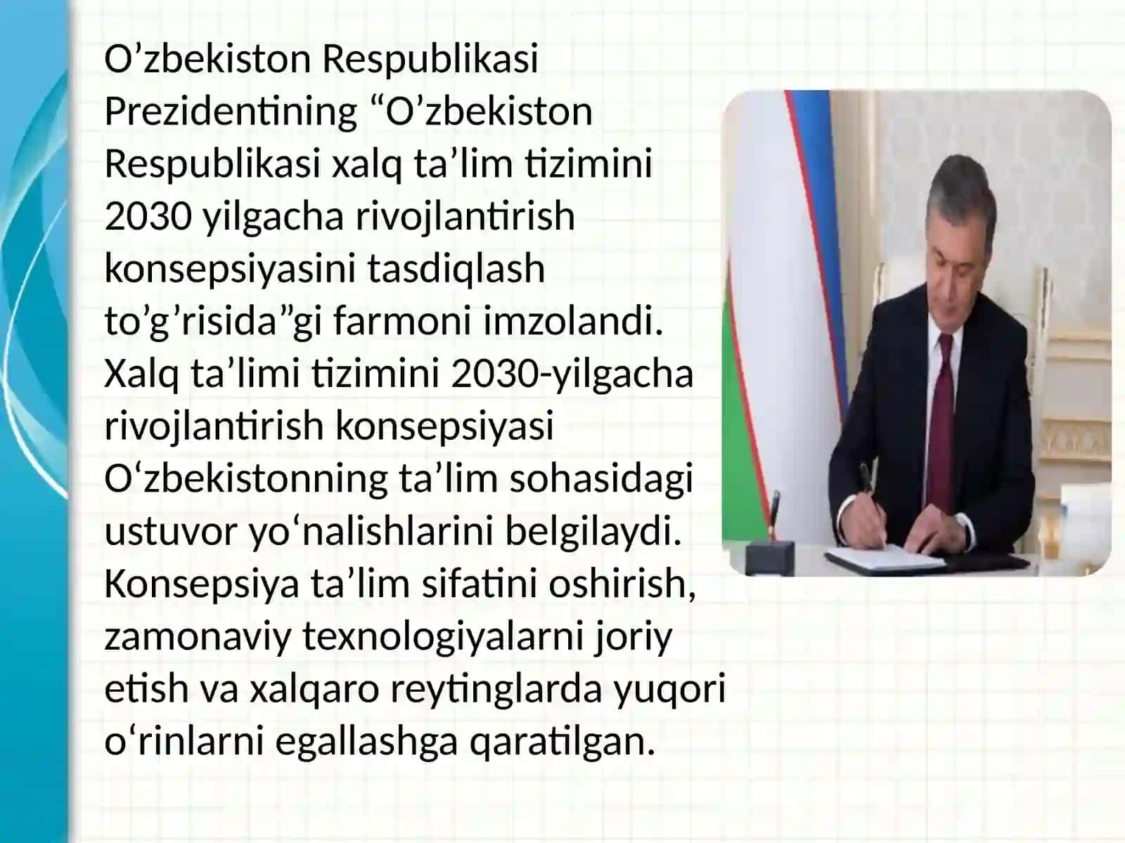O‘zbekiston Respublikasi xalq ta’limi tizimini 2030 yilgacha rivojlantirish konsepsiyasida belgilangan vazifalari va kutilayotgan natijalar tahlili 2