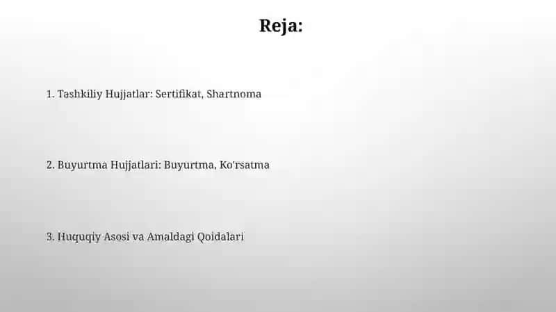 Tashkiliy hujjatlar: guvohnoma shartnoma 2