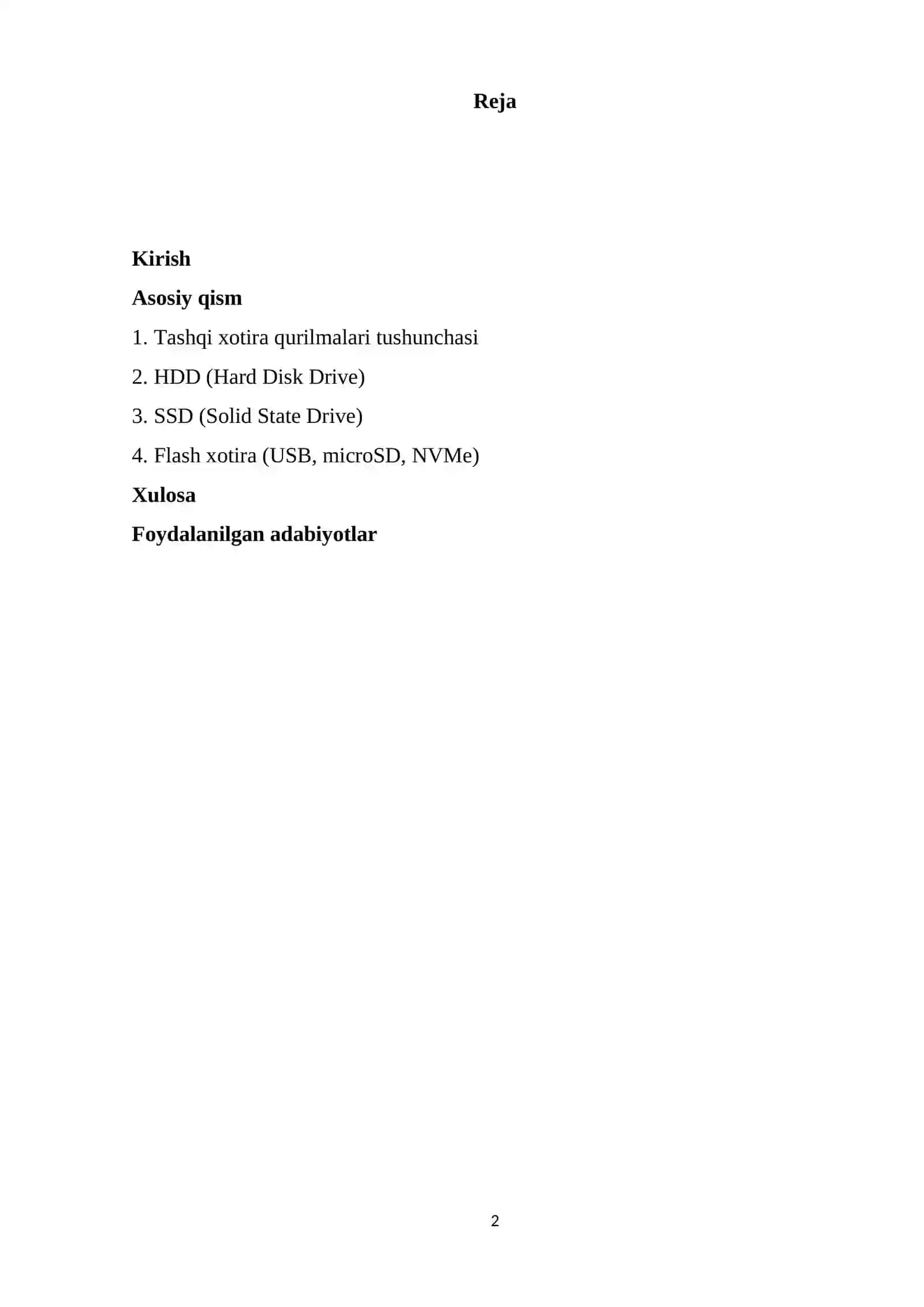 Tashqi Xotira Qurilmalari (HDD, SSD, Flash) 2