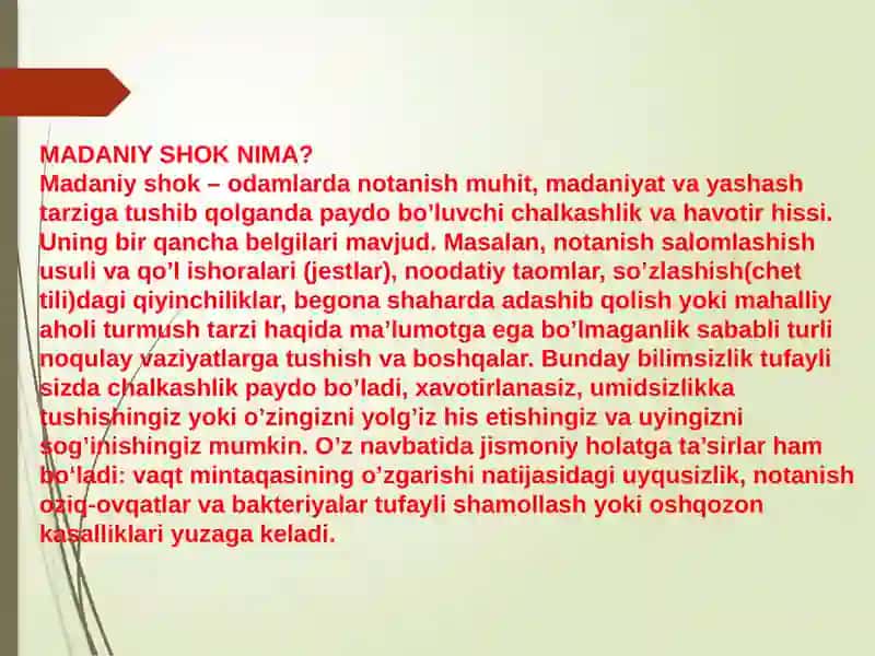Madaniy shok va aksiyatsiya. Lingvistik shok tushunchalari 2
