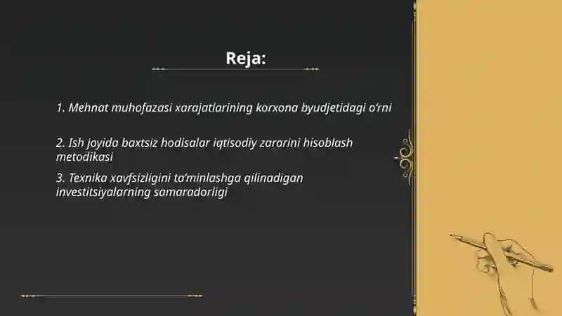 Mehnat muhofazasining iqtisodiy masalalari 2