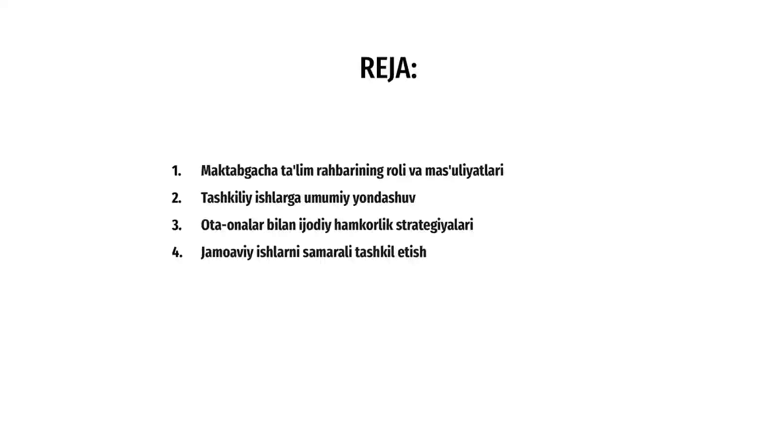 Maktabgacha ta'lim rahbarining tashkiliy xo'jalik va ota-onalar bilan olib boriladigan ishlari 2