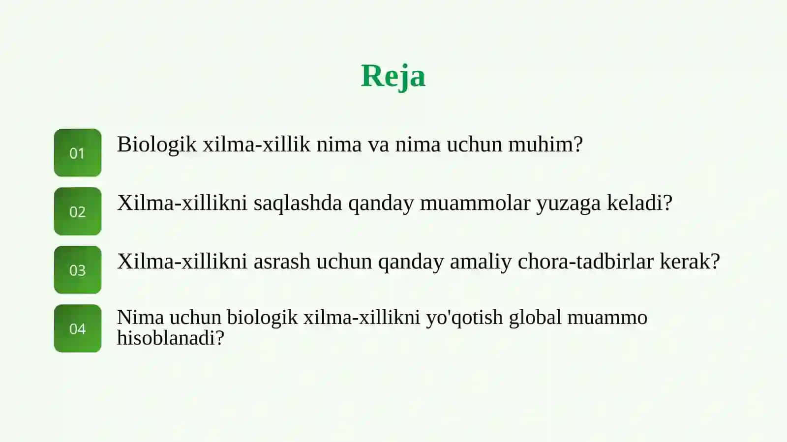Biologik xilma-xillikni saqlashning dolzarb masalalari 2