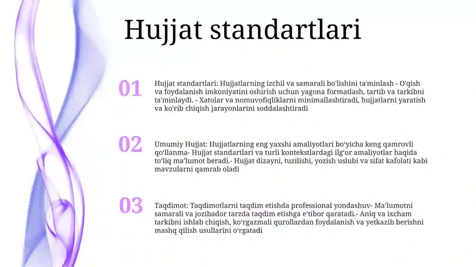 Umumiy HujjatBoʻYichaTaqdimot 2