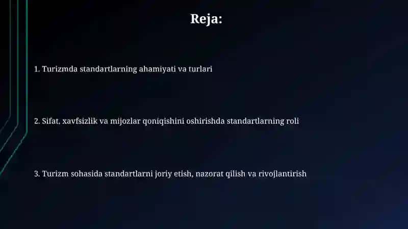 Turizm sohasidagi standartlar 2