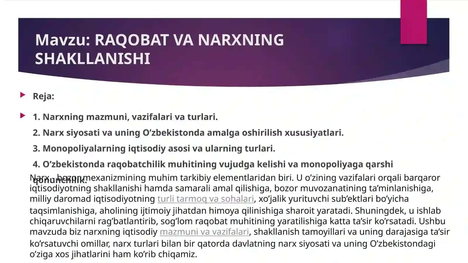 RAQOBAT VA NARXNING SHAKLLANISHI 2