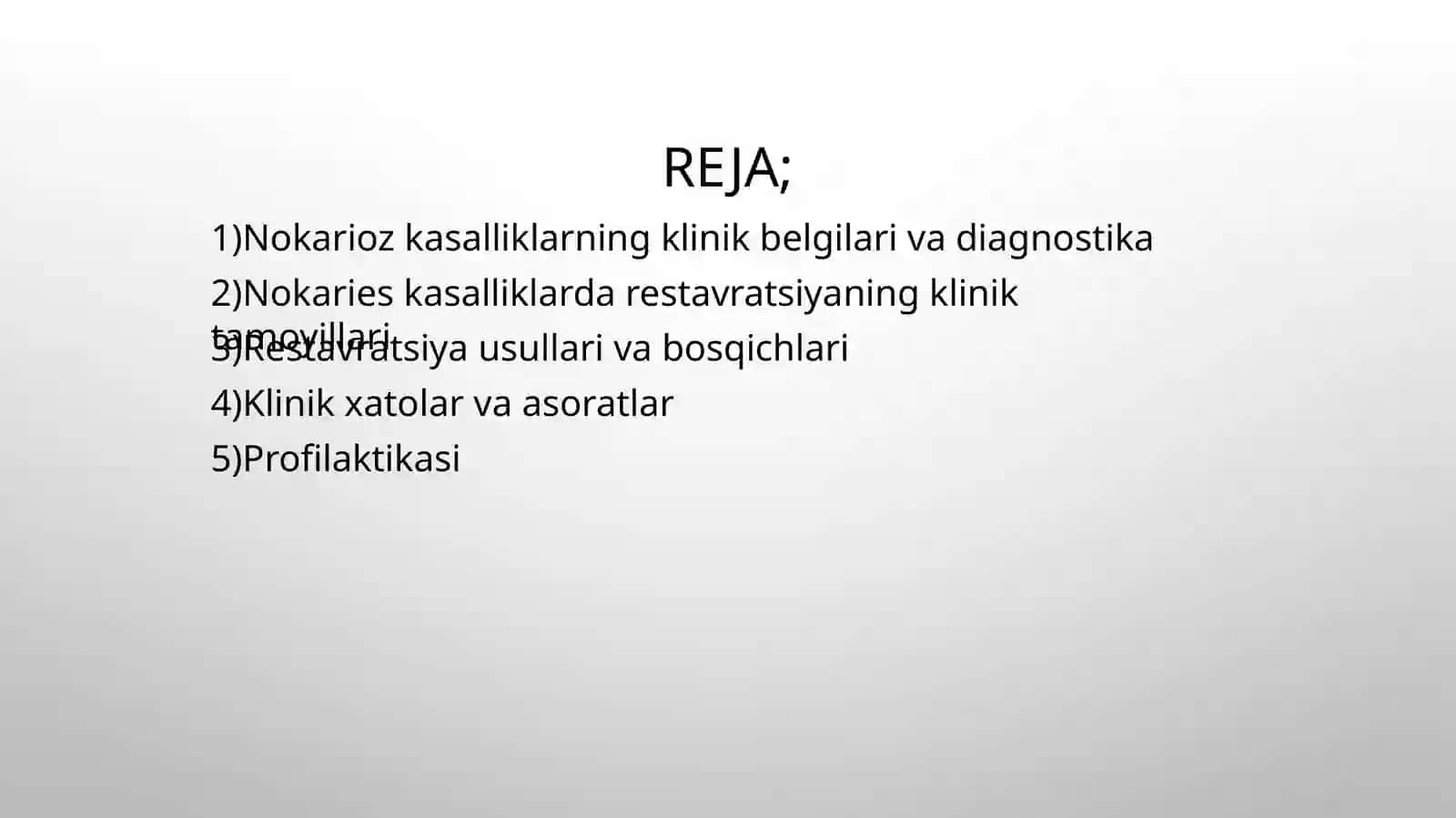 tish qattiq toʻqimalarini nokaries kasalliklarini restavrativ davolash 2