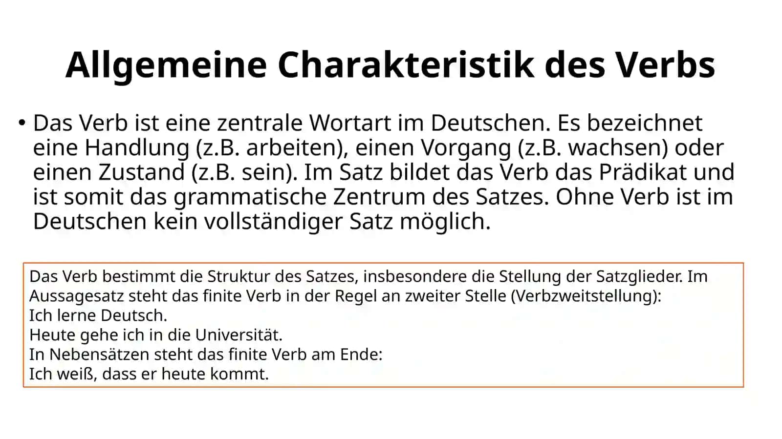 Das Verb.Allgemeine Charakteristik und Klassifikation 2