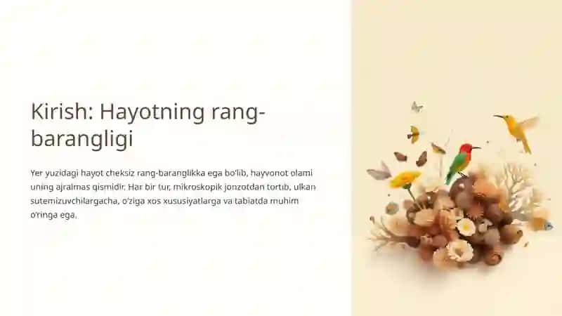Hayvonot olamining xilma xilligi va uning tabiatda tutgan o'rni 2