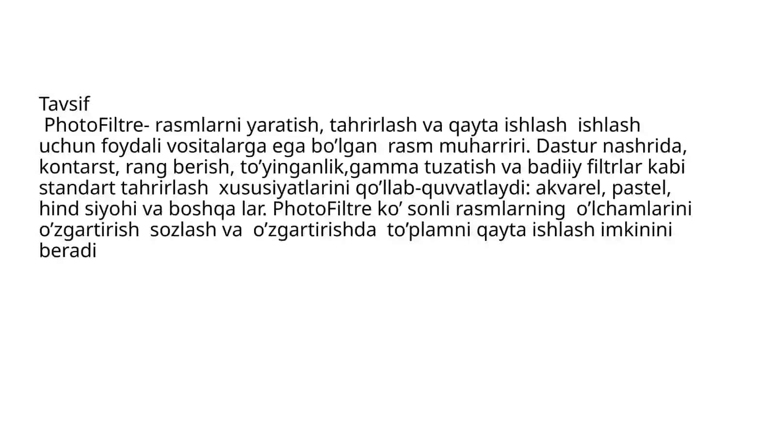 PhotoFiltre Studio dasturi imkoniyatlari 2