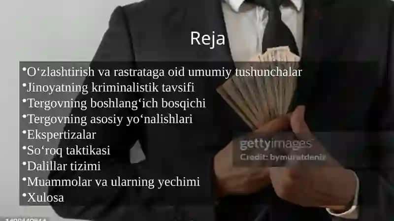 O'zlashtirish va rastrata qilish Tergov usuli 2