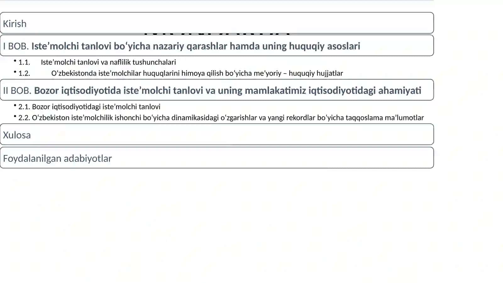 ISTE’MOLCHITANLOV NAZARIYASI. BOZOR IQTISODIYOTIDAGI ISTE’MOLCHI 2