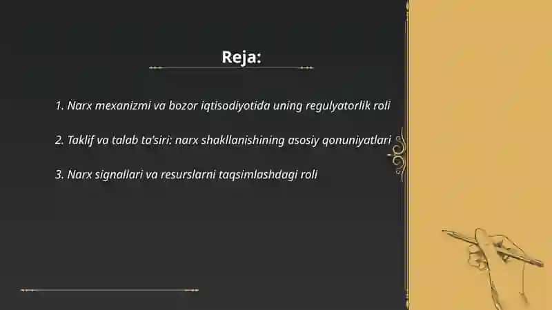 Bozor iqtisodiyotida narxning regulyatorlik vazifasi va uni davlat tomonidan tartibga solinishi 2