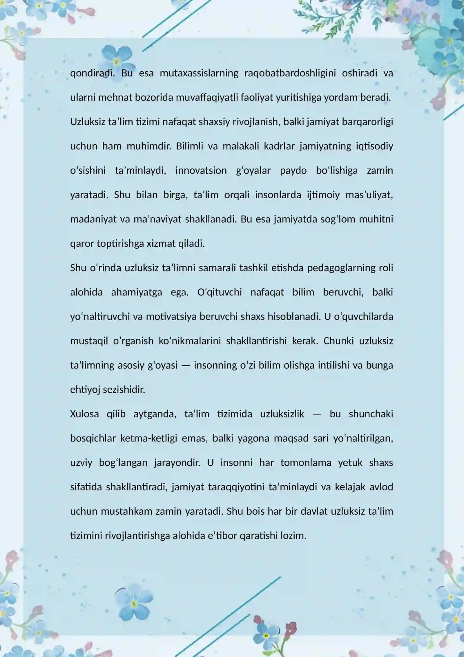 Ta’lim tizimida uzluksizlik — taraqqiyot poydevori 2