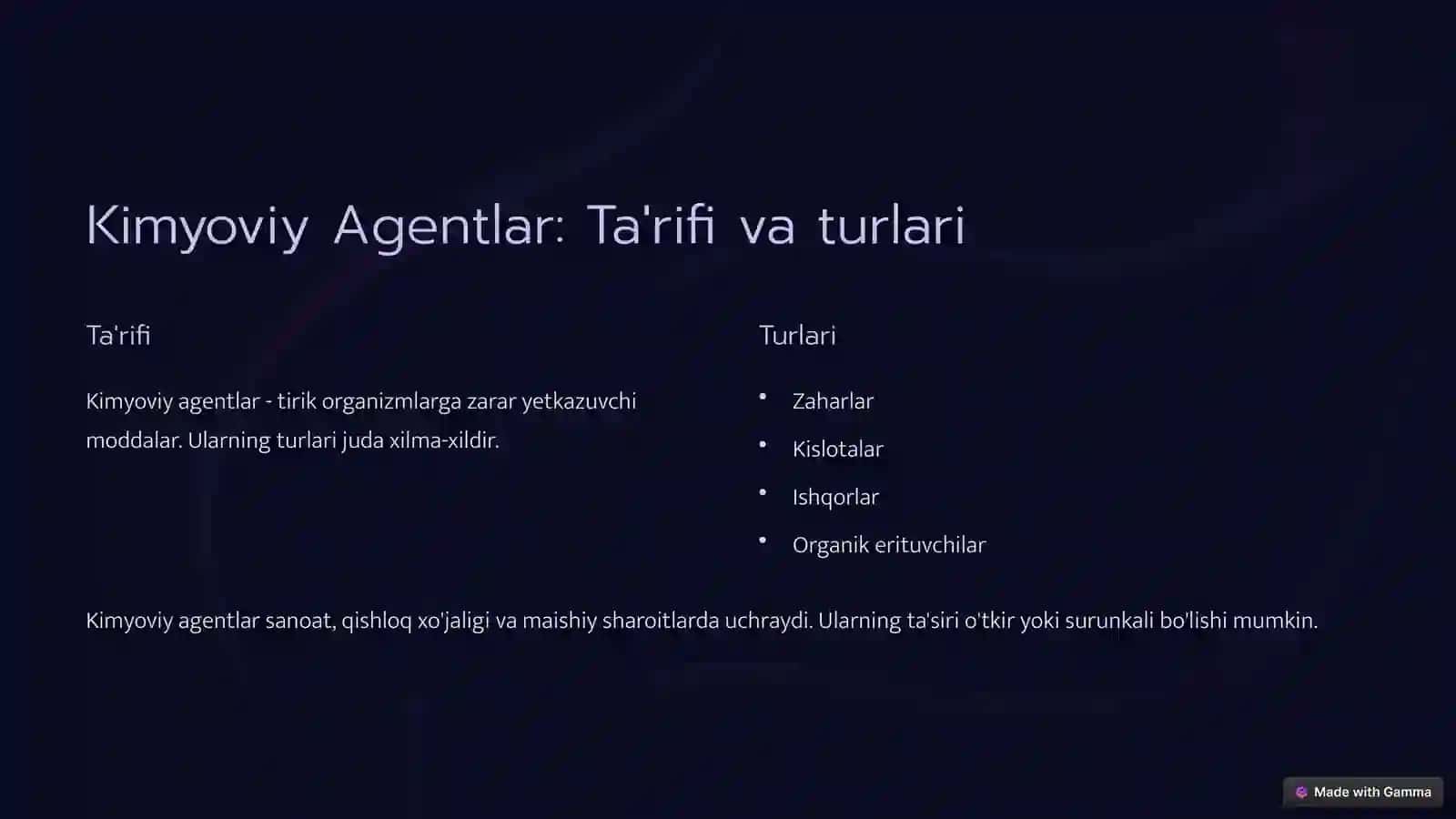 Kimyoviy va Fizik Agentlarning Toksikligi hamda Oziqlanish Yetishmasligi 2