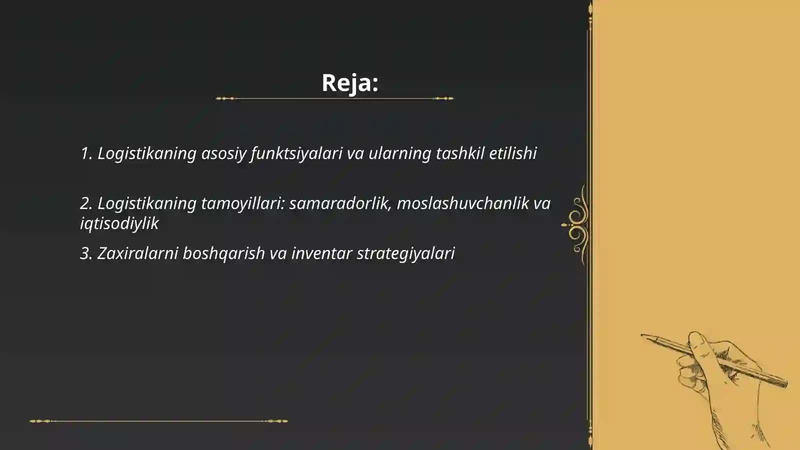 LOGISTIKANING KONSEPSIYALARI, FUNKSIYALARI VA PRINSIPLARI 2