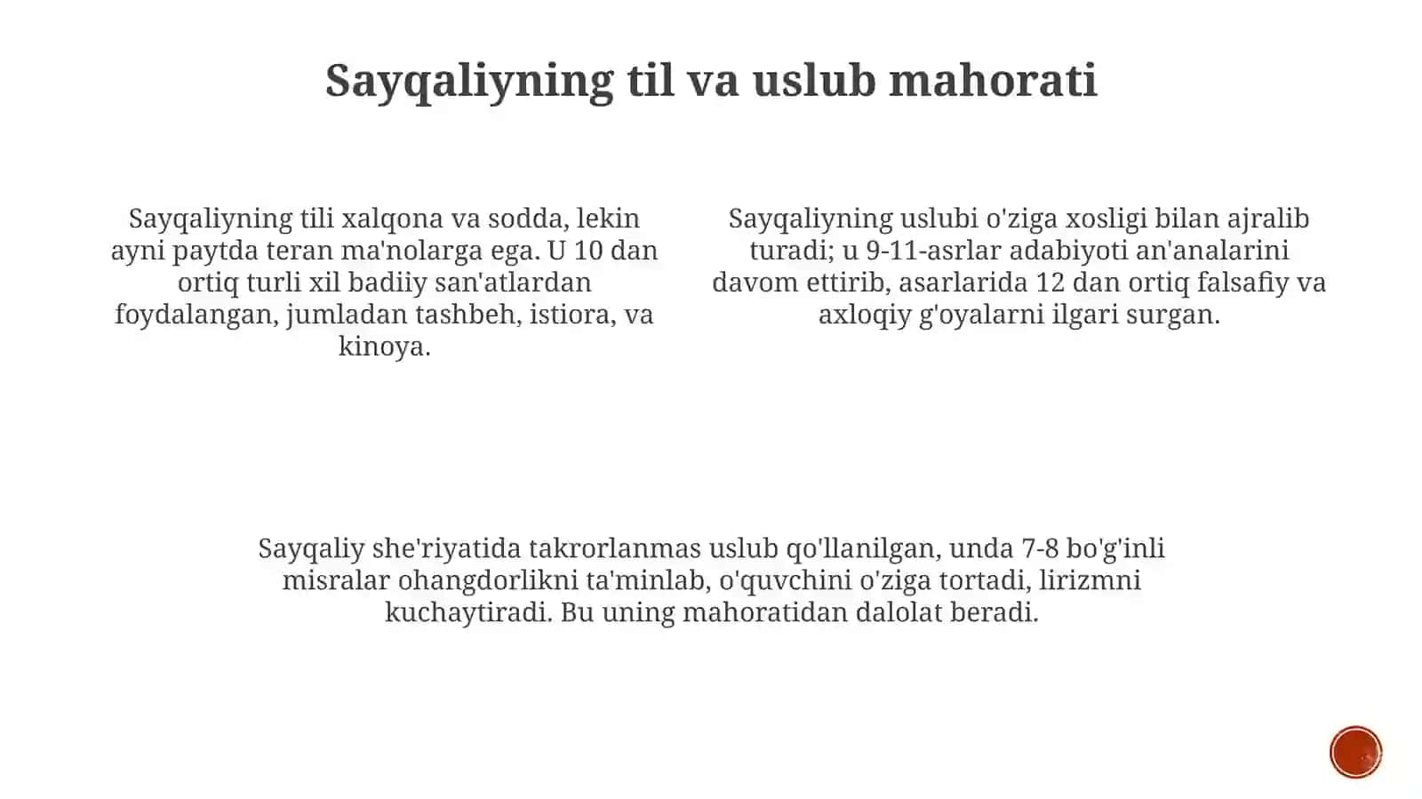Sayqaliyning ijodi: Asosiy asarlar va mavzular 2
